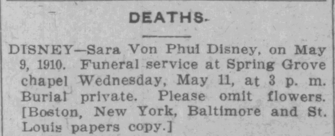 Example of a newspaper death notice listing name, date, and funeral service details, useful for finding ancestors in historical newspapers