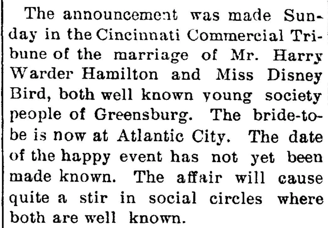 historic newspaper engagement announcement featuring names of bride and groom and social details from 1903