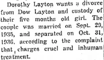 historic newspaper divorce article describing separation, custody of child, and legal complaint against husband