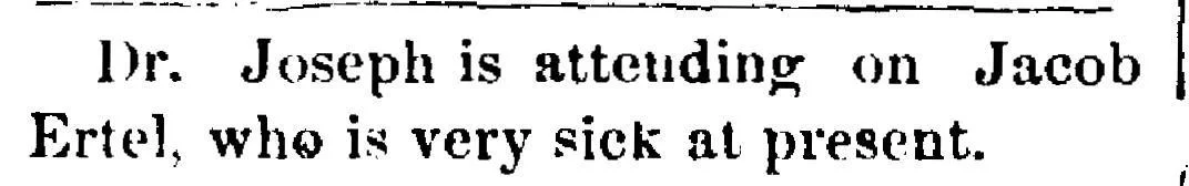 Old newspaper article using “Dr.” as a title instead of a full name, showing occupation-based name variation in genealogy searches