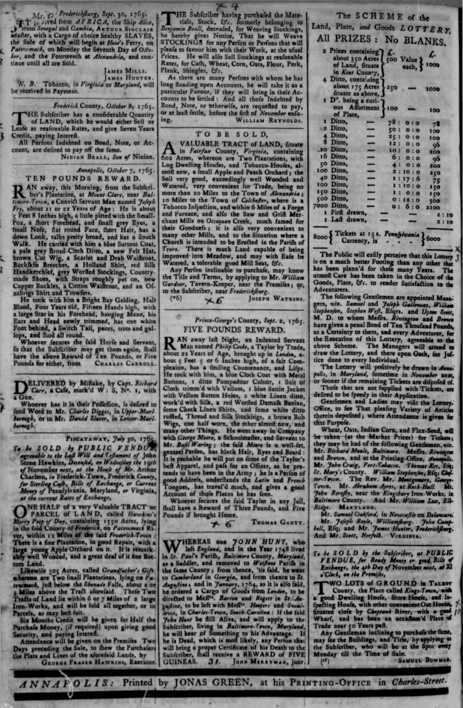 Eighteenth-century newspaper page with old typefaces, dense columns, advertisements, and uneven print, showing why OCR can struggle with early newspapers.