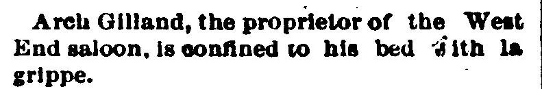 Arch Gilland sick with la grippe, Osgood Ripley Journal, December 1891