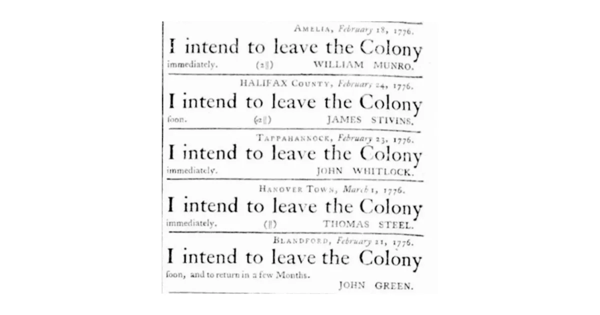 "I Intend to Leave the Colony": The Two-Line Notice That Opens a Life