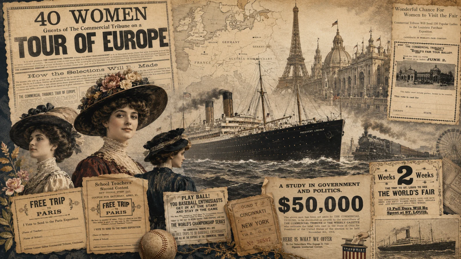 Early 1900s Newspaper Contests: Free Trips to Paris and Europe