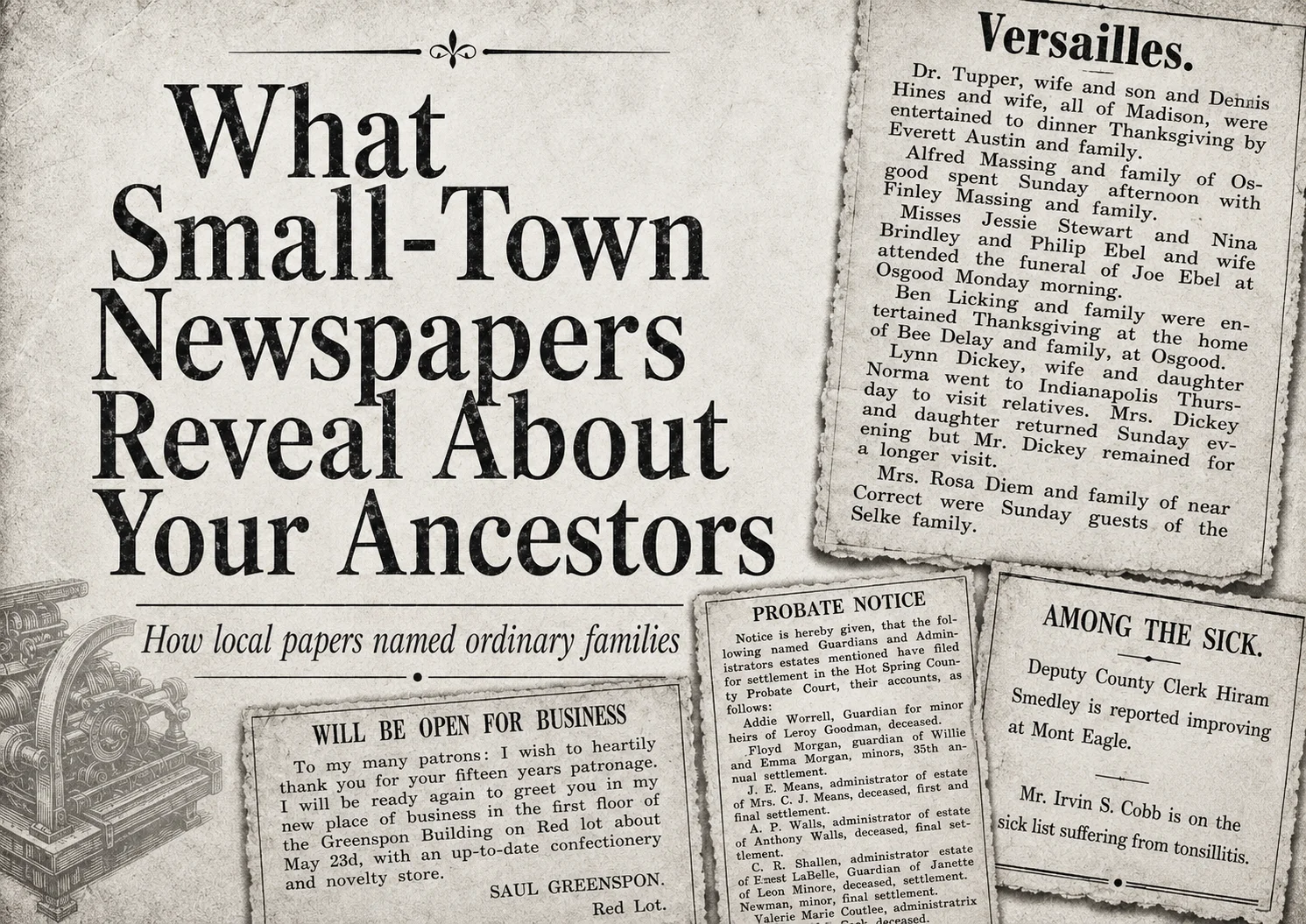 Family History Records for Tracing Ancestors in Small Towns: Why Local Papers Named People the Big Dailies Ignored